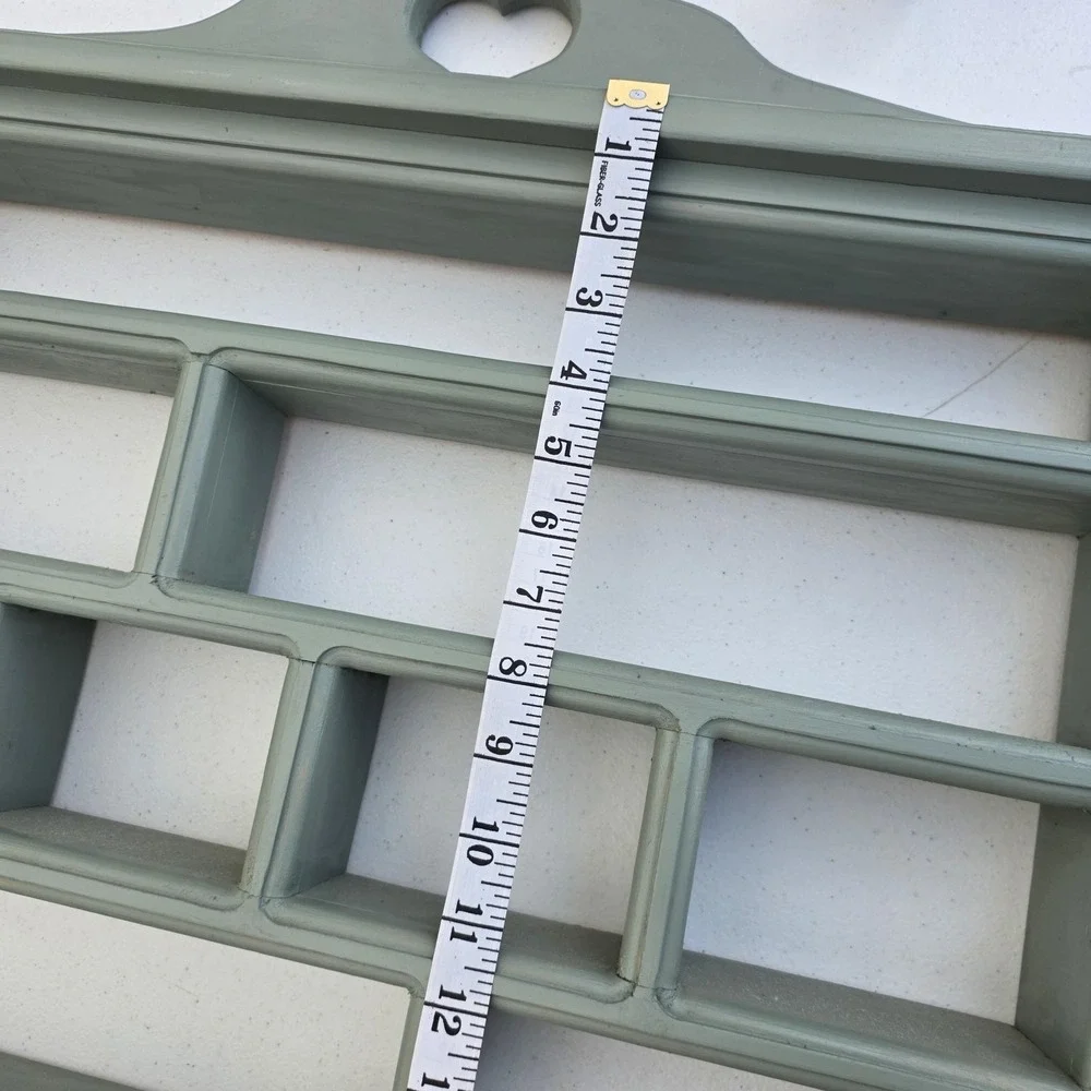 Farmhouse Green Wood Window Panel Wall Shelf Display Heart Cutout Decor Rack